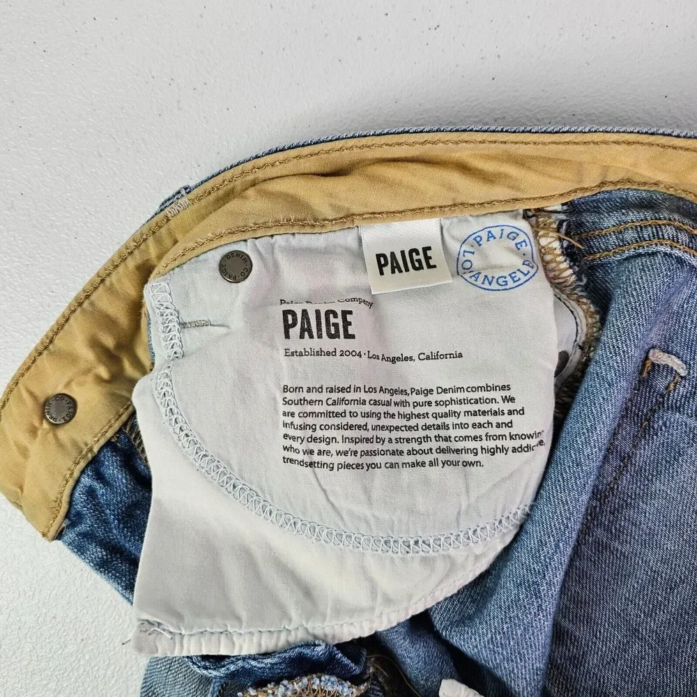 Paige Women's 27 (31x10) Blue Raw Hem Cut Off Denim Distressed Jeans Short USA - Picture 14 of 14